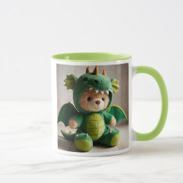 Caneca  Un ours en peluche déguisé en dragon.