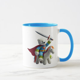 Caneca Un ourson super-héros en plein vol.