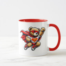 Caneca Un ourson super-héros en plein vol.