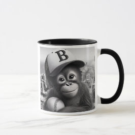 Caneca Un singe fan de baseball.