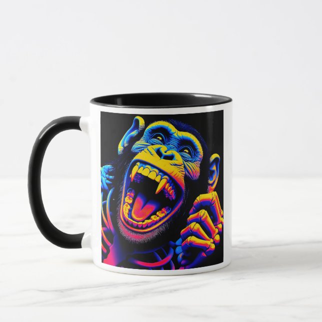 Caneca  Un singe hurlant dans un style pop art.  (Esquerda)
