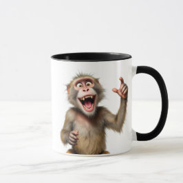 Caneca Un singe mort de rire indique la taille de...