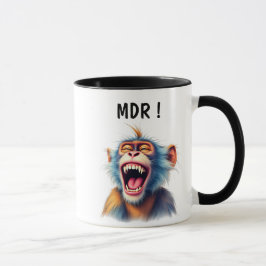 Caneca Un singe rigolo mort de rire.