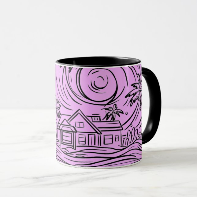 Caneca un soleil levant devant la mer,mug (Frente Esquerda)
