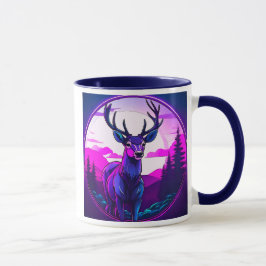 Caneca Un superbe cerf imposant seul dans lea forêt.