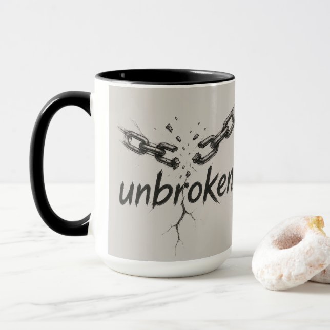 Caneca Unbroken – Broken Chain Strength & Resilience Desi (Com Donut)