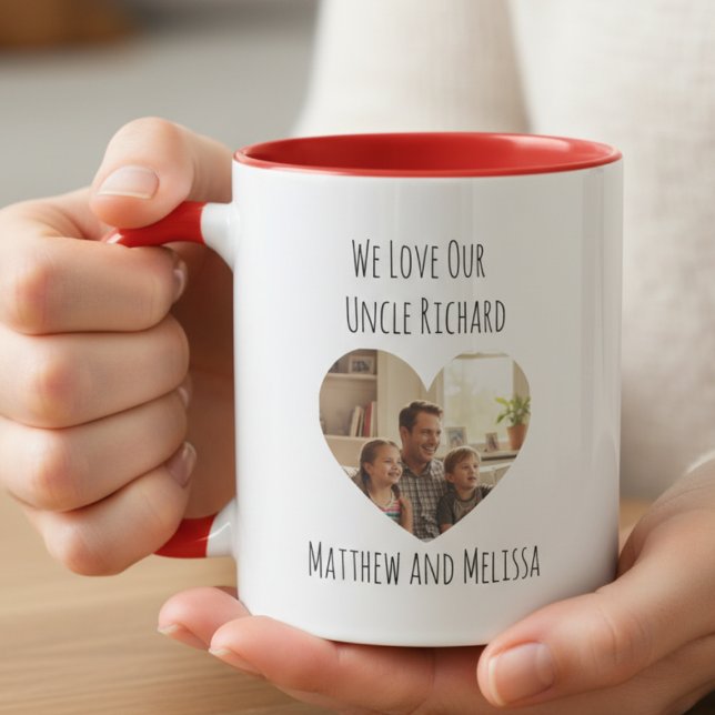 Caneca Uncle Photo Heart Mug (Uncle heart photo mug)