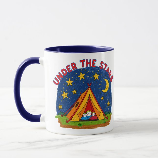Caneca Under the Stars Kids Camping Drawing (Esquerda)