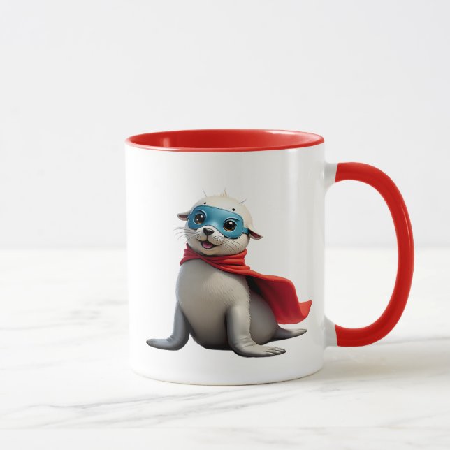 Caneca Une adorable loutre super-héros. (Direita)