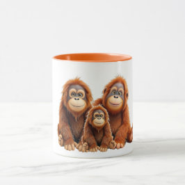 Caneca Une famille d'orang-outan trop mignons.
