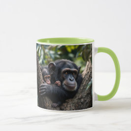 Caneca Une maman singe veille sur bébé.