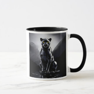Caneca Une panthère noire aux reflets lumineux.