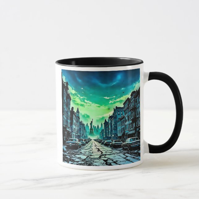 Caneca Une rue urbaine sous un ciel menaçant. (Direita)