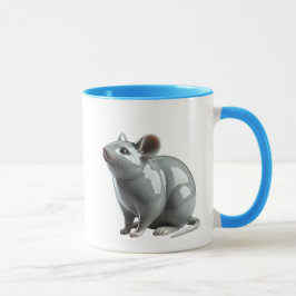 Caneca Une souris en 3D hume des odeurs de nourritures.