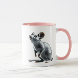 Caneca Une souris mignonne en porcelaine avec reflets.