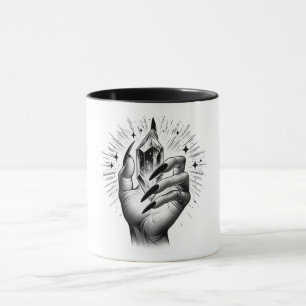 Caneca Unhas Pretas Longas & Magia de Energia de Cristal