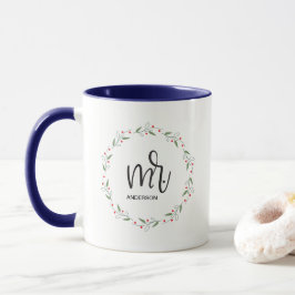 Caneca "União de Férias: 'Sr.' Modern Wreath Two-Tone Mug