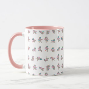 Caneca Unicorn Yoga Poses Pattern Design