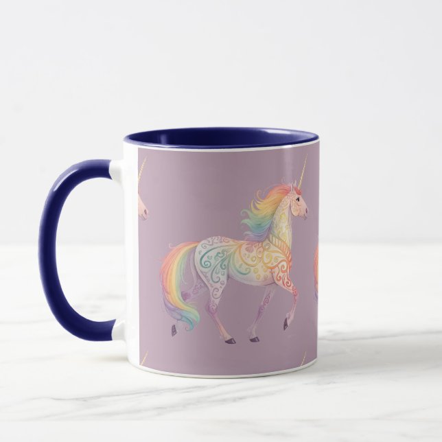 Caneca Unicórnio Arco-Íris Mágico Personalizado  (Esquerda)