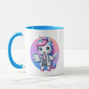 Caneca unicórnio bonito Doutor adicione monograma