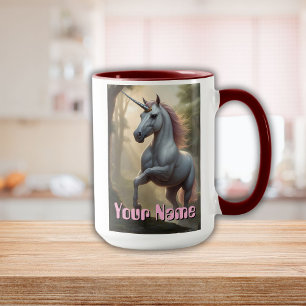 Caneca Unicórnio Branco Personalizado na Floresta