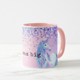 Caneca Unicórnio Brilhante de Ombre Azul Rosa Púrpura