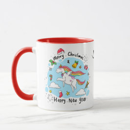 Caneca Unicórnio de Natal do bobo com Dom de Nome Amigo