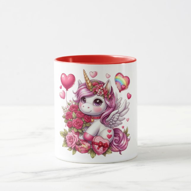 Caneca unicórnio Dia de os namorados bonito (Centro)