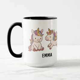 Caneca Unicórnio Fofo Desenhado à Mão Personalizado
