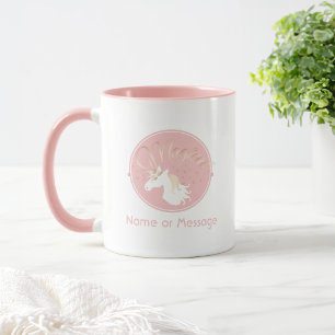 Caneca Unicórnio Mágico Rosa Moderno Personalizado para C