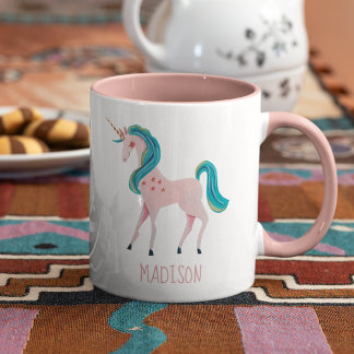 Caneca Unicórnio Rosa fofo meninas crianças