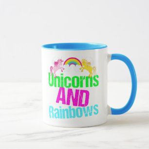 Caneca Unicórnios bonitos e arco-íris