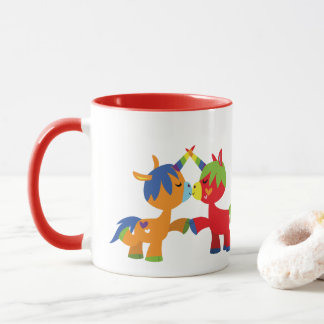 Caneca Unicórnios LGBTQIA de Desenho Animado Fofo