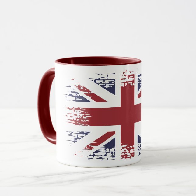 Caneca Union Jack (bandeira do Reino Unido), estilo grung (Frente Esquerda)