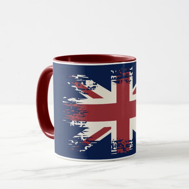 Caneca Union Jack (bandeira do Reino Unido), estilo grung (Frente Esquerda)