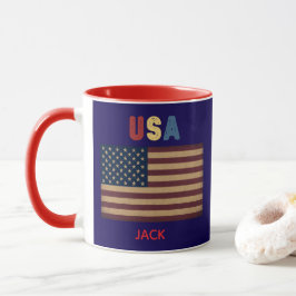 Caneca Unisex USA American Flag Retro Vibe