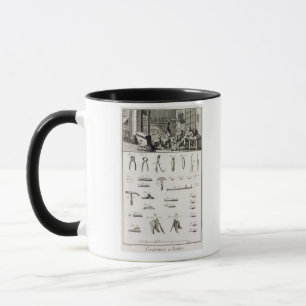 Caneca Uns calçados e um bootmaker e suas ferramentas,