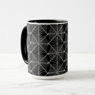 Caneca Urnas de Aranha do Dia das Bruxas Pretas e Brancas