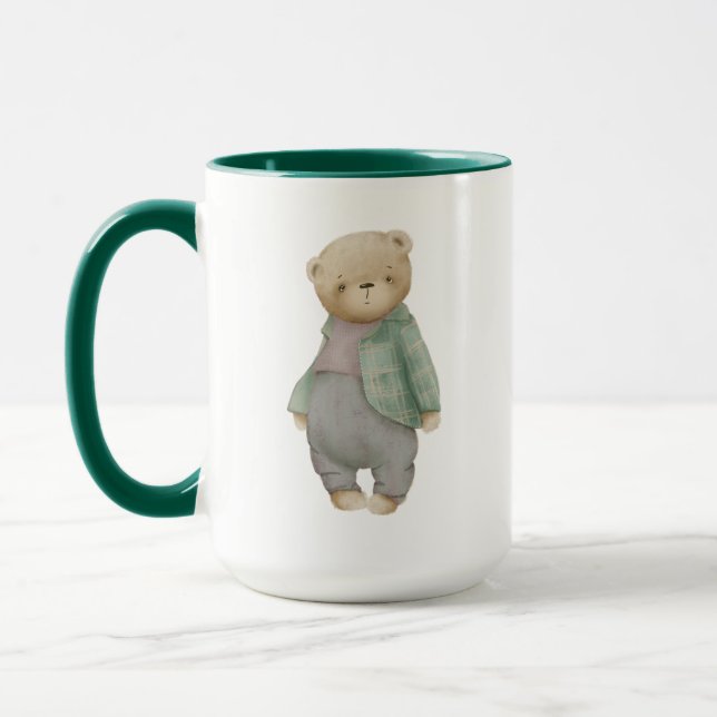Caneca ursinho bonitinho numa jaqueta (Esquerda)