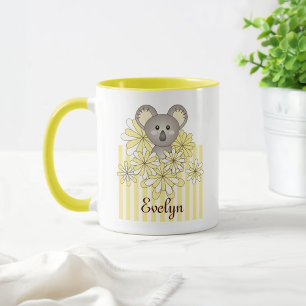 Caneca Ursinho de Koala Bebê Amarelo Personalizado para C