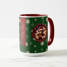 Caneca Ursinho de Natal estrelas personalizadas faixa ver