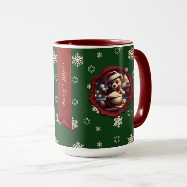 Caneca Ursinho de Natal Porridge Personalizado Banner Ver (Frente Esquerda)