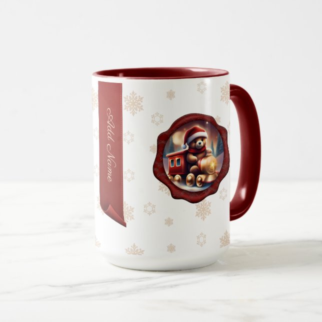 Caneca Ursinho de Natal - Trem Personalizado Banner Branc (Frente Esquerda)