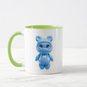Caneca Urso Brilhante Kawaii Azul