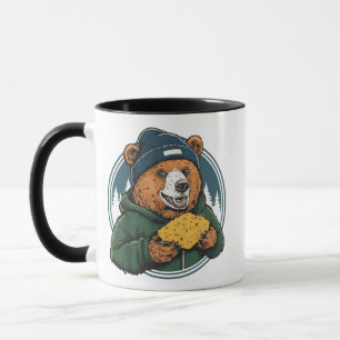 Caneca Urso Comendo Queijo - Engraçado Anti Green Bay Wis