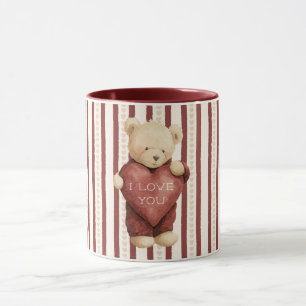 Caneca Urso de Amor Coração Vermelho