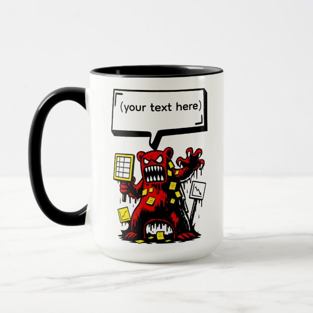 Caneca Urso de Escritório Zangado (Esquerda)