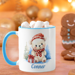 Caneca Urso de Natal - Crianças Personalizadas
