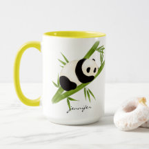 Urso de Panda na Mug de Árvore de Bambu