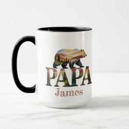 Caneca Urso de PAPA - Silhueta Natureza De Aquarela Rústi